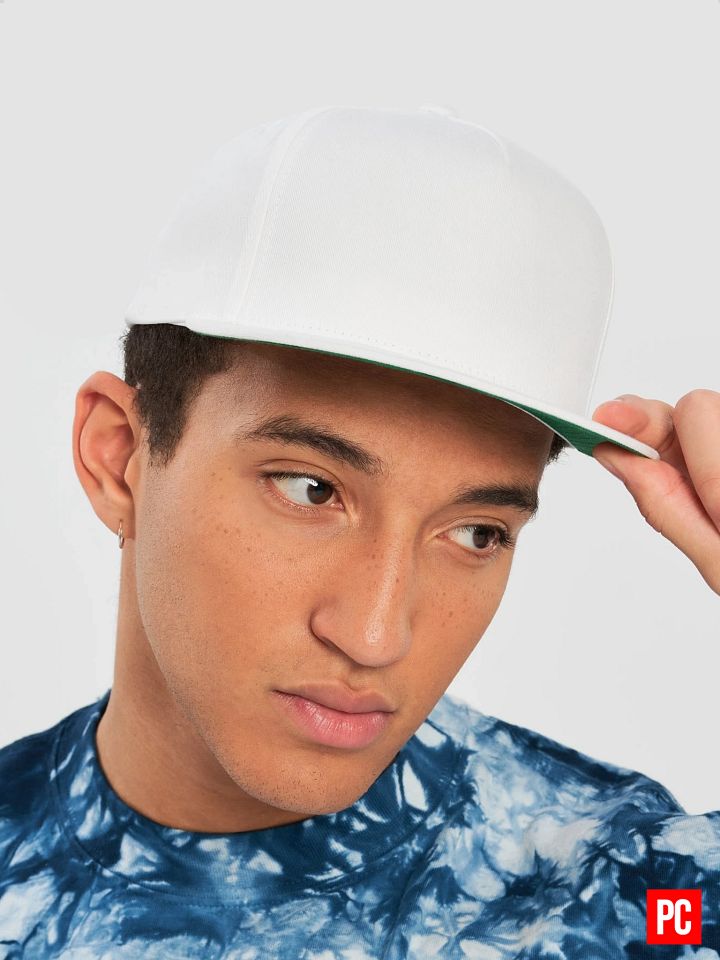 Plain Color White Cotton Twill Flat Snapback Cap product image (2)