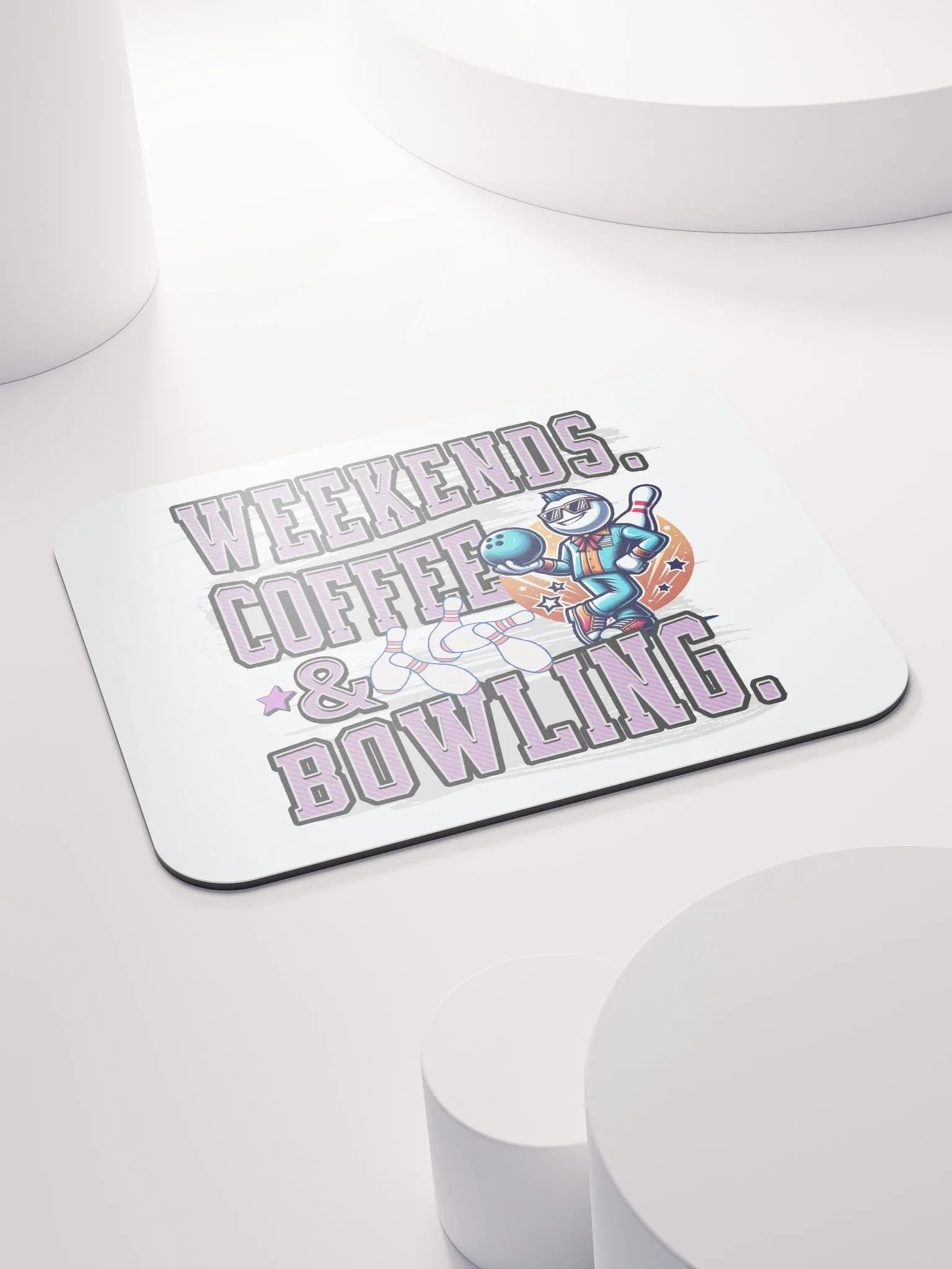 Weekends Coffee And Bowling Vibes Mouse Pad product image (1)