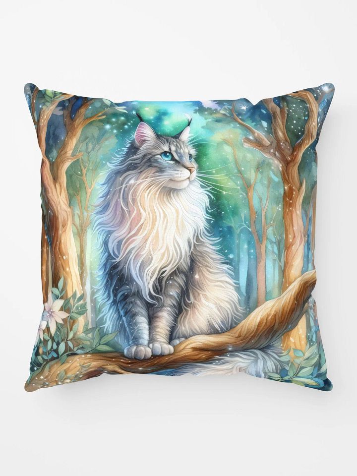 Majestic Cat in a Mystical Forest Pillow product image (1)
