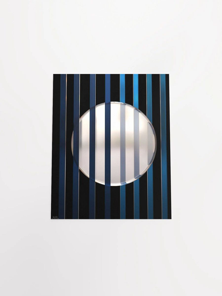 Minimalist 3D Digital Art | Blue Lines White Circle on Black Background product image (1)