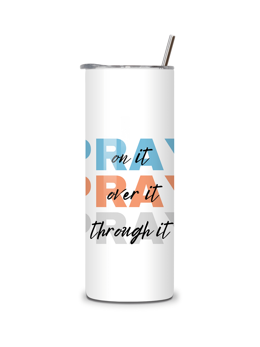 Pray On It, Prayer 20oz Skinny Tumbler with Metal Straw – Inspirational Floral Design – Double-Walled Insulated Stainless Steel Tumbler for Hot & Cold Drinks, Gift for People of Faith product image (4)
