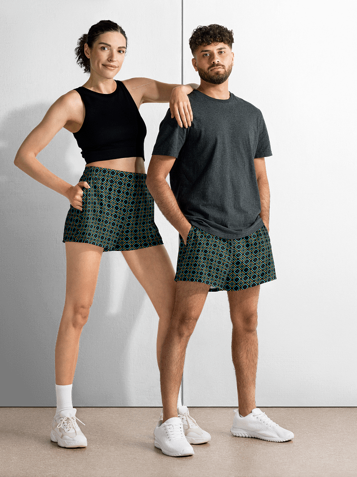 Bumble Delight Geometric All Over Print Unisex Athletic Short Shorts product image (1)
