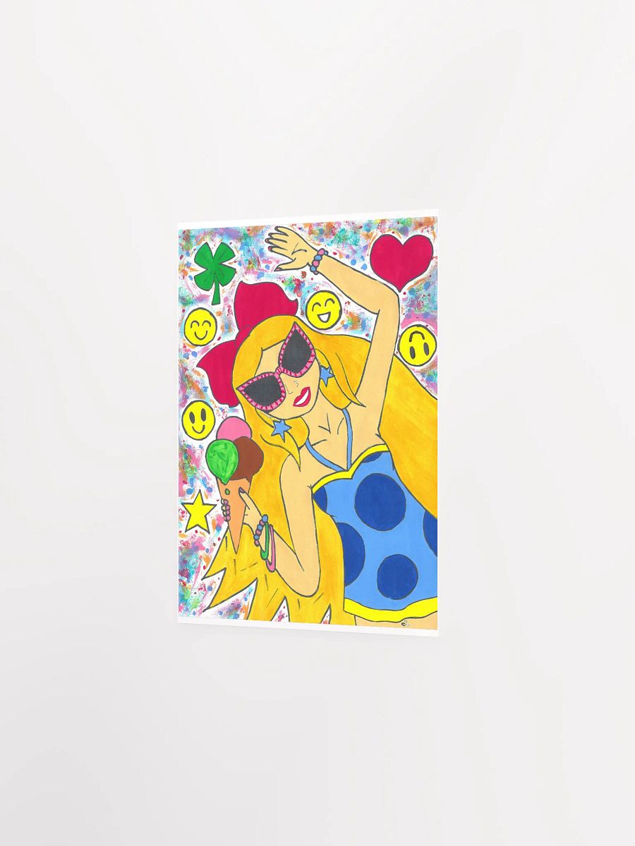 Girl with the ice cream - (art by Dina R.) - tempera painting picture - Enhanced Matte Paper Poster (in) product image (2)