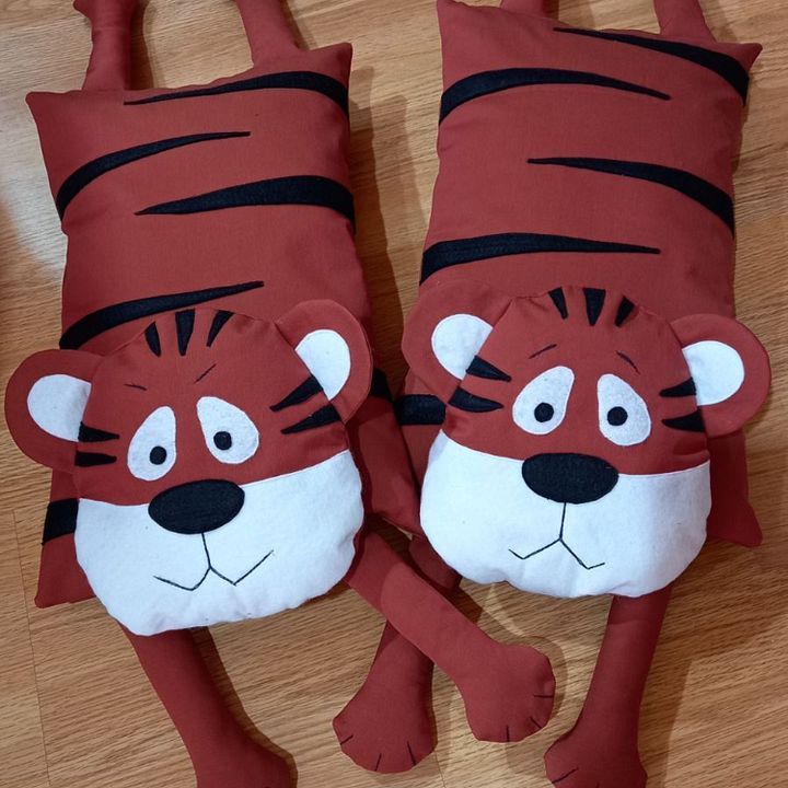 Stuffed Patchwork Tiger Pillow, Toddler Stuffed Plush Tiger Toy product image (1)