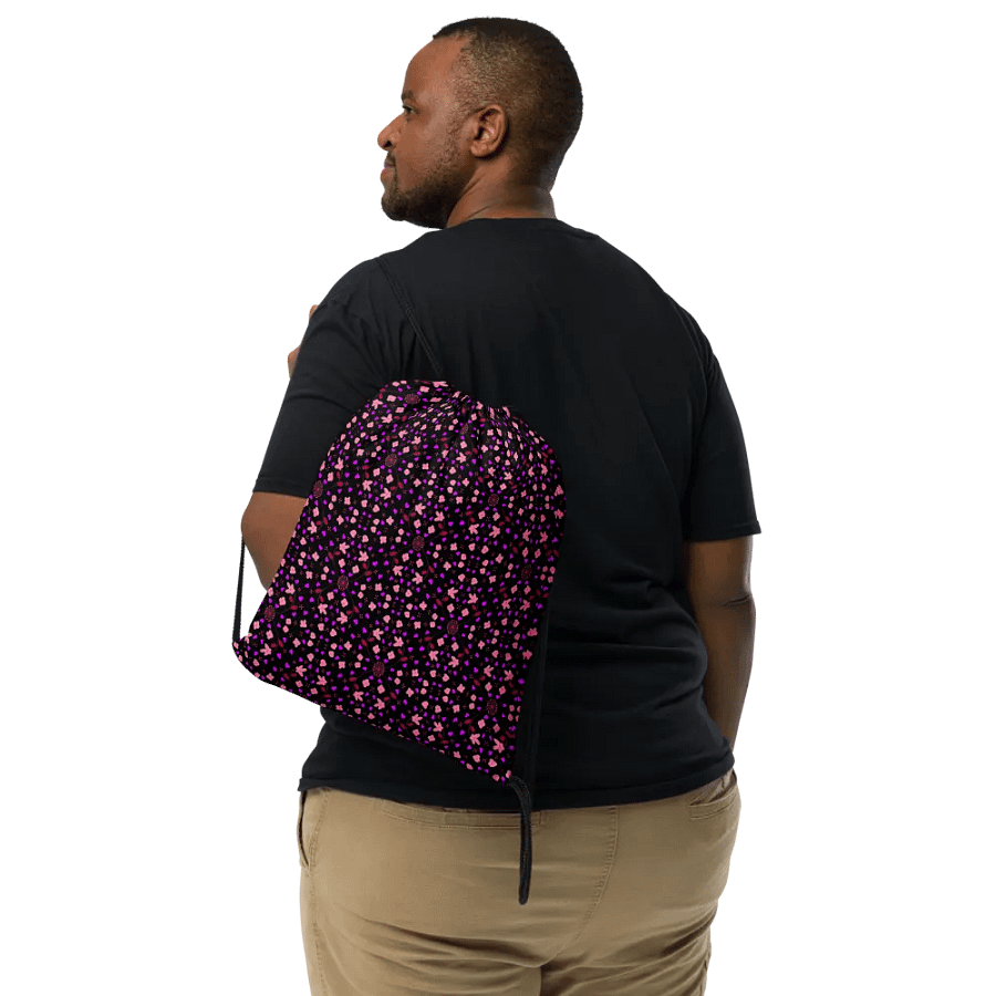 Hearts and Flowers Dark Drawstring bag product image (6)