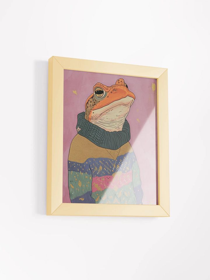 Whimsical Frog in Cozy Sweater Framed Poster product image (4)
