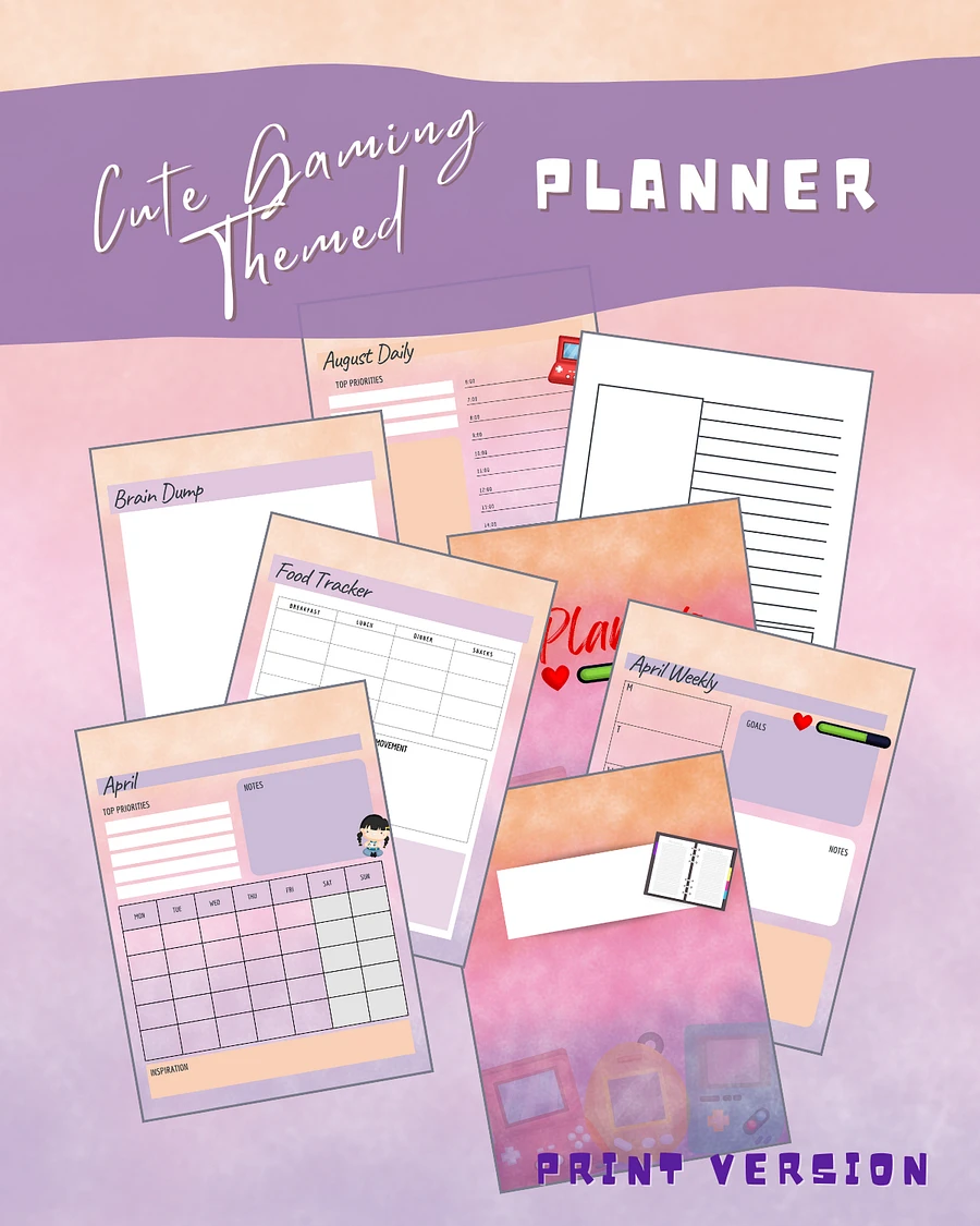 Cute Gaming Themed Perpetual Planner Printable Version product image (2)