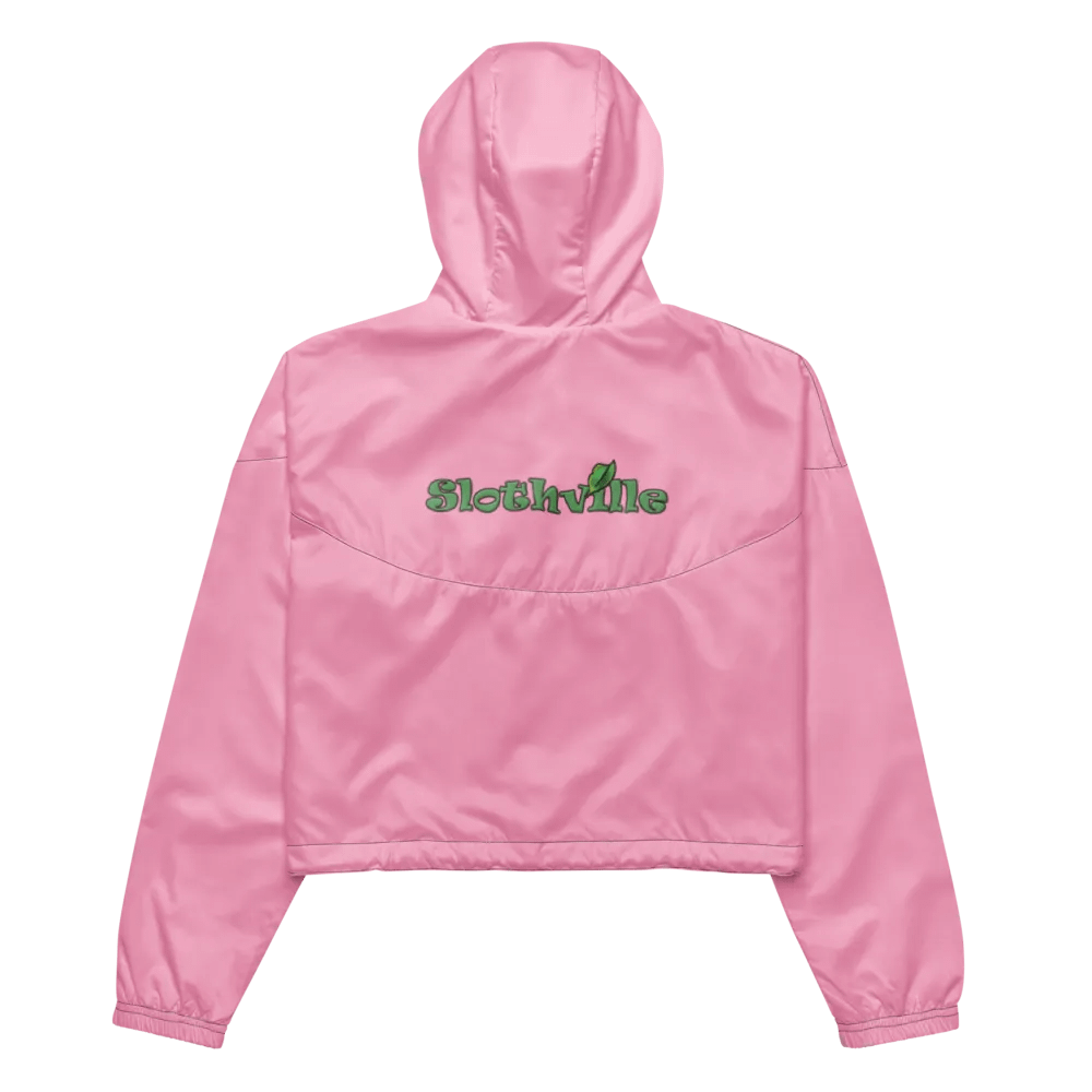 Sloth Serenity Cropped Cotton Candy Pink Windbreaker product image (11)