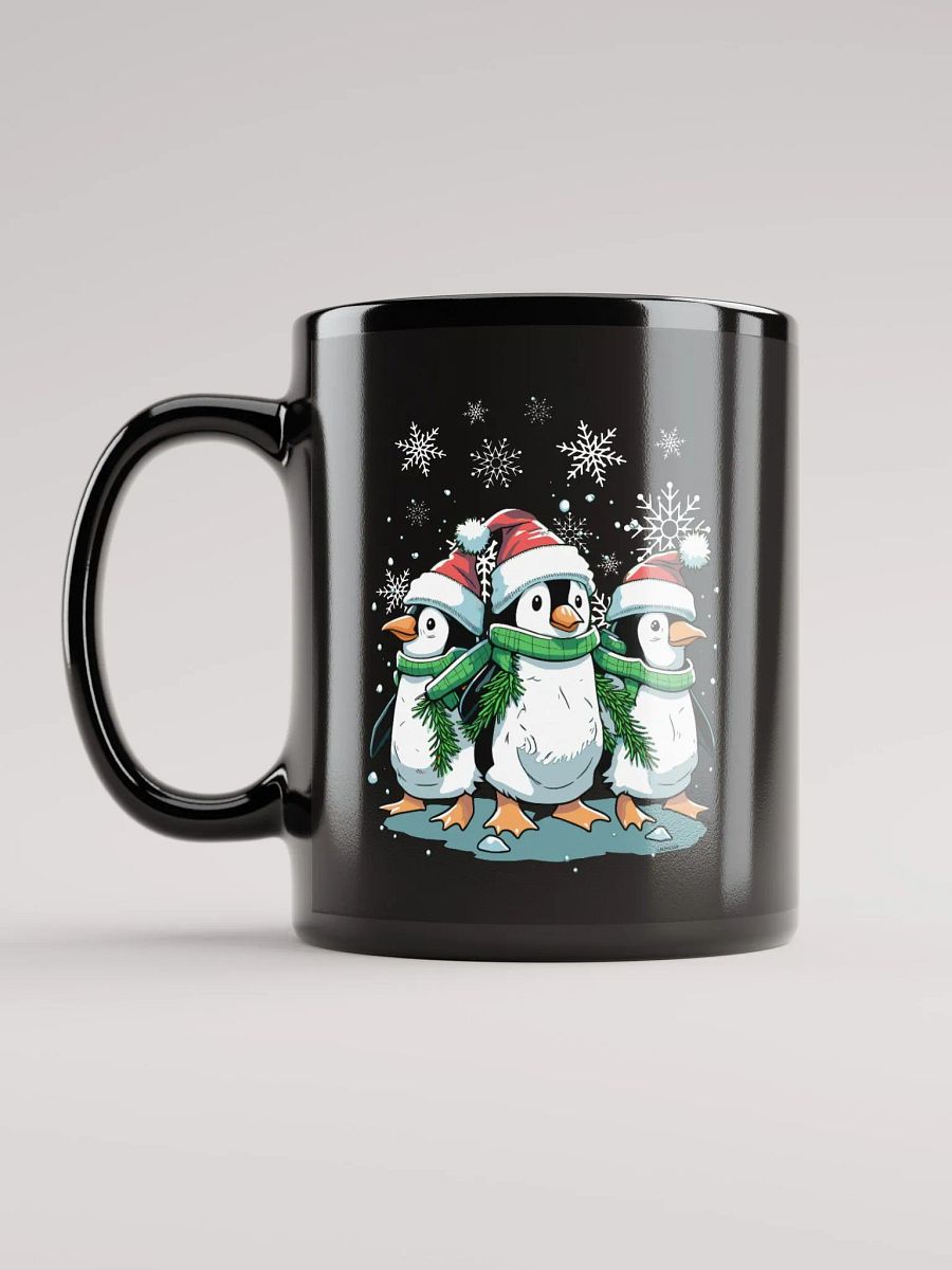 Santa Penguin Party Black Glossy Mug product image (12)