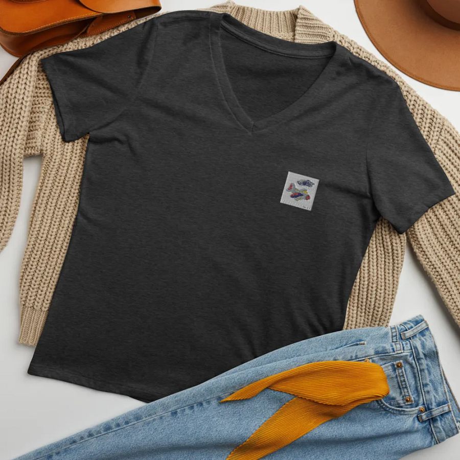Kid Airplane (Bella+Canvas Women's Relaxed V-Neck T-Shirt) product image (5)