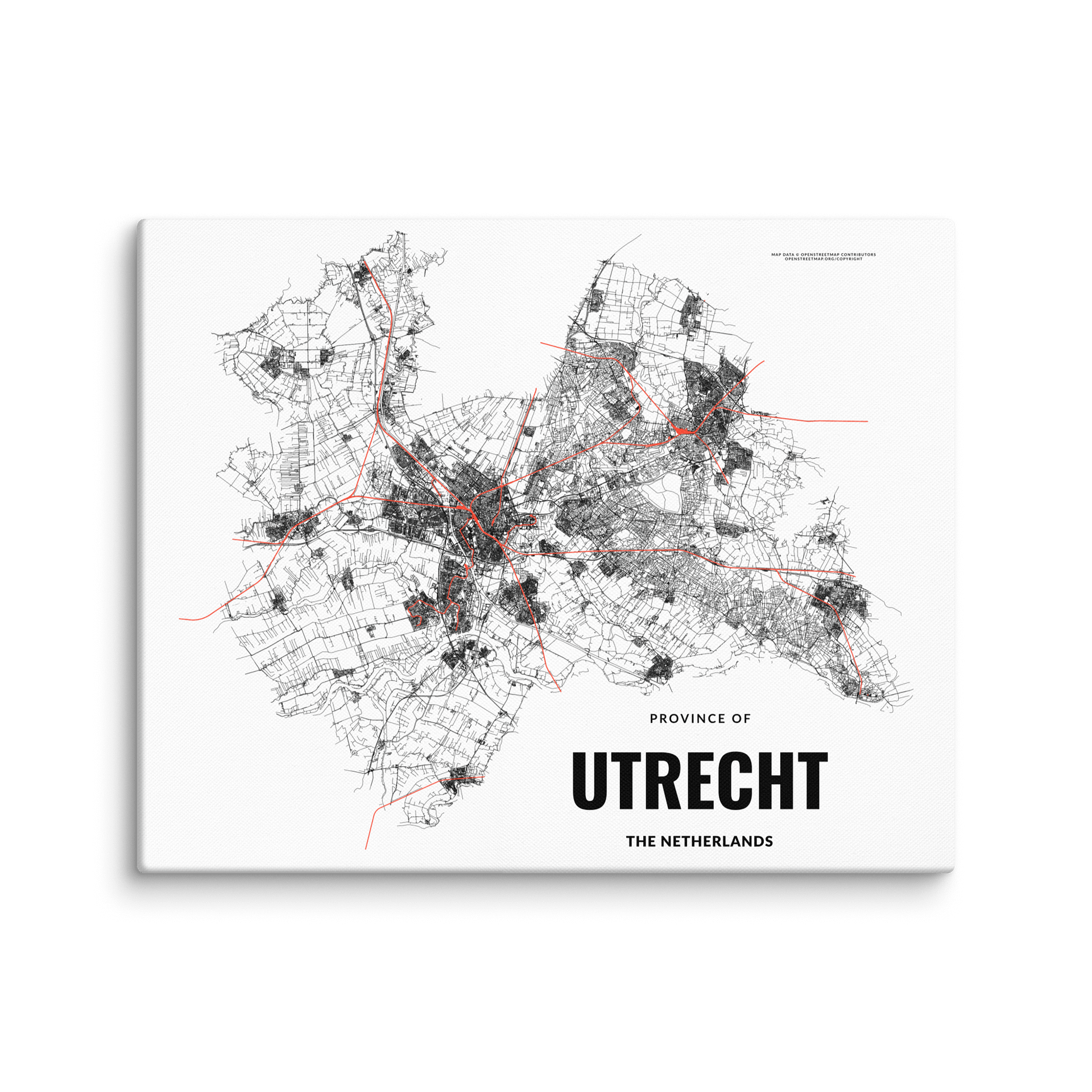 Utrecht Province, Netherlands Street Map Art Print on Canvas | Modern Minimalist Wall Decor product image (2)