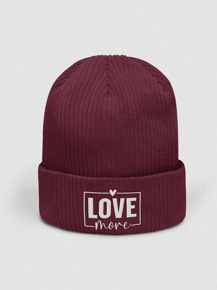 Love More Embroidered Organic Cotton Ribbed Beanie product image (1)