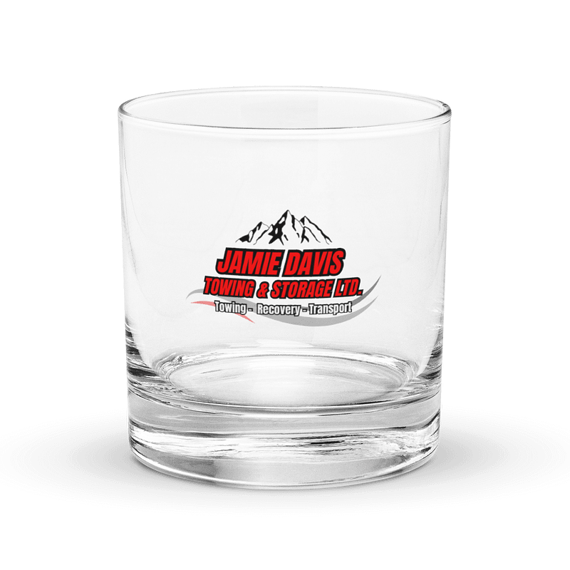 Jamie Davis Towing Logo Rocks Glass