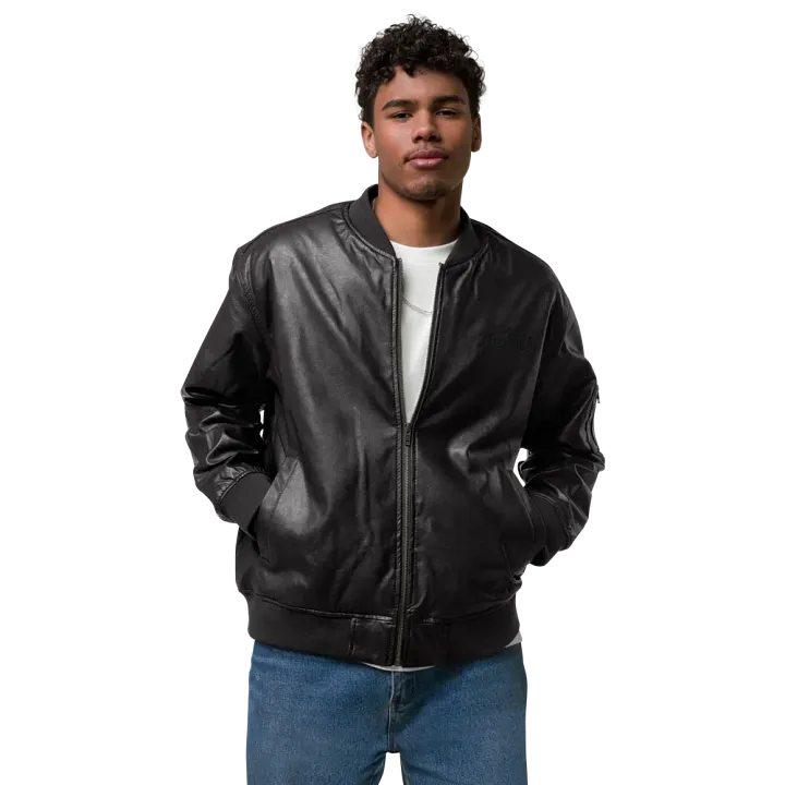Zenith Shadowed Elegance Unisex Faux Leather Bomber Jacket product image (2)