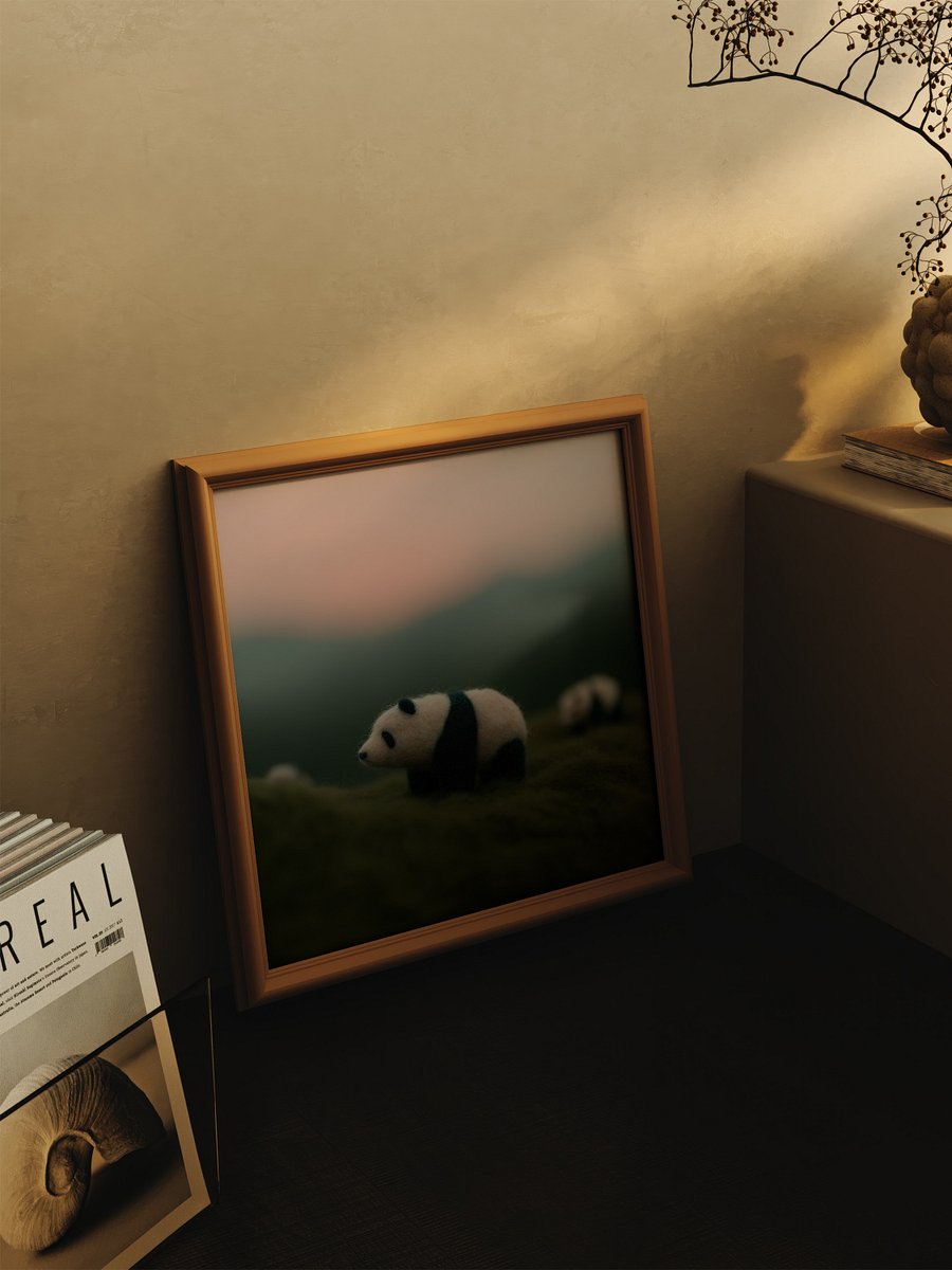Cozy Calming Felted Panda Bear Art Print product image (2)