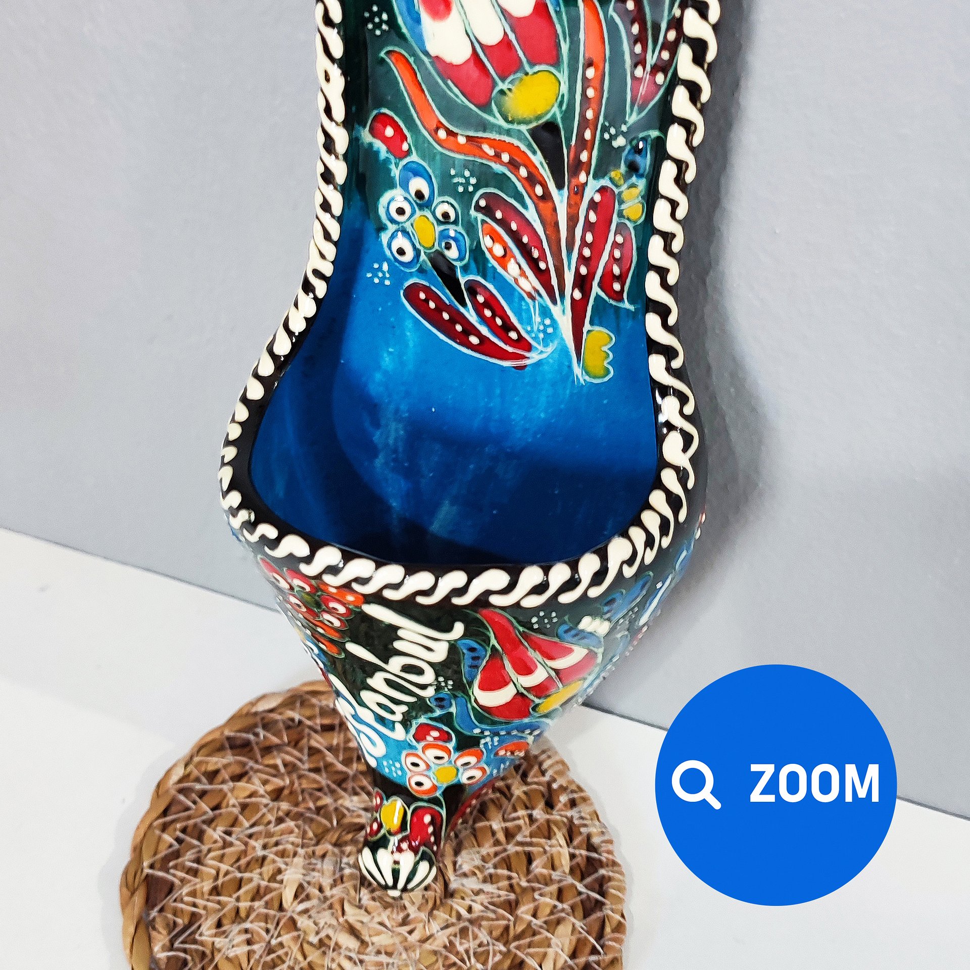 Ceramic wall decor, shoes (Terlik, blue) — handmade pottery, handmade ceramic, home decor, handmade gift, Turkish ceramic product image (6)