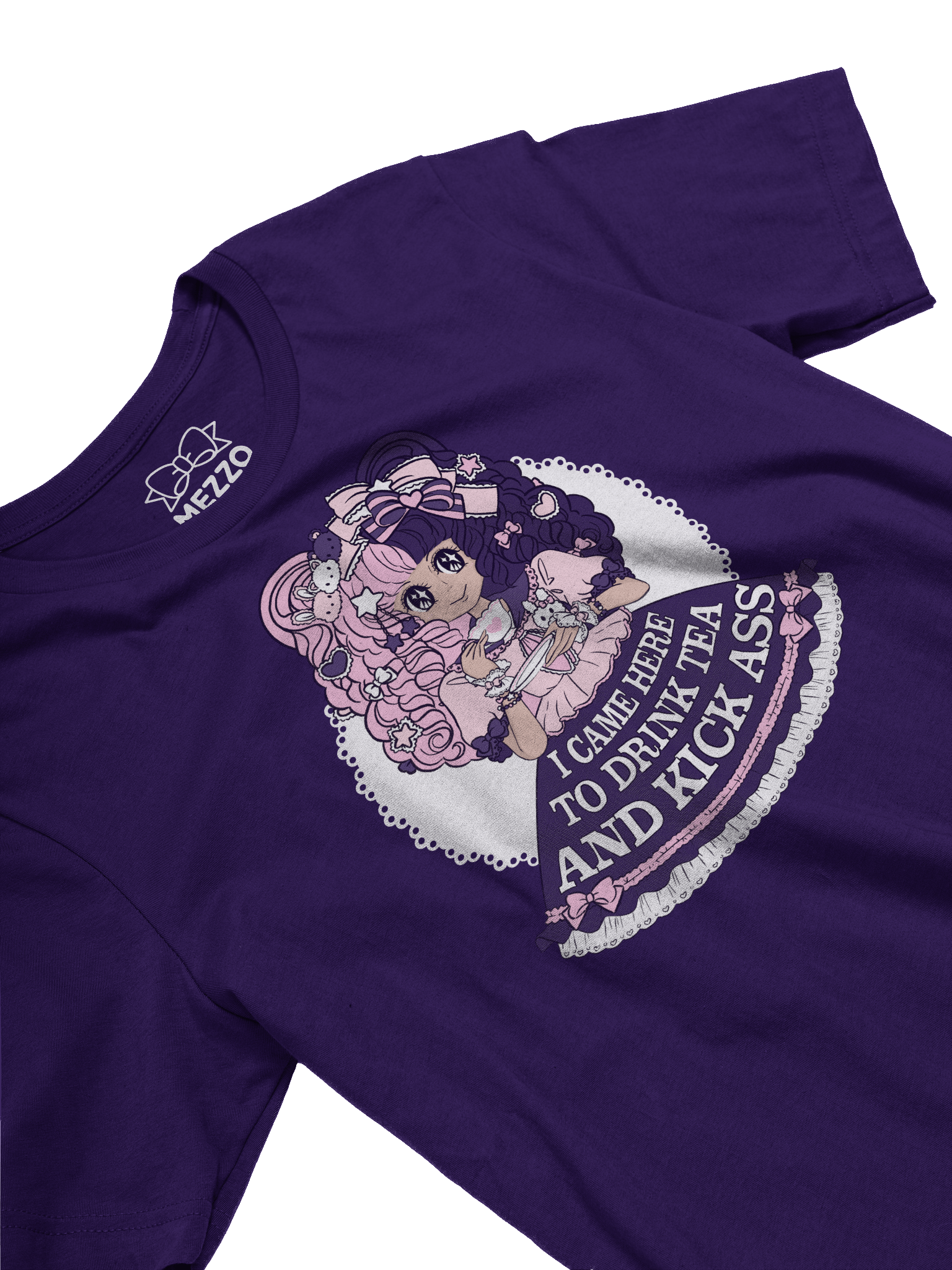 I Came Here to Drink Tea & Kick Ass (OTT, Pink) cotton t-shirt product image (6)