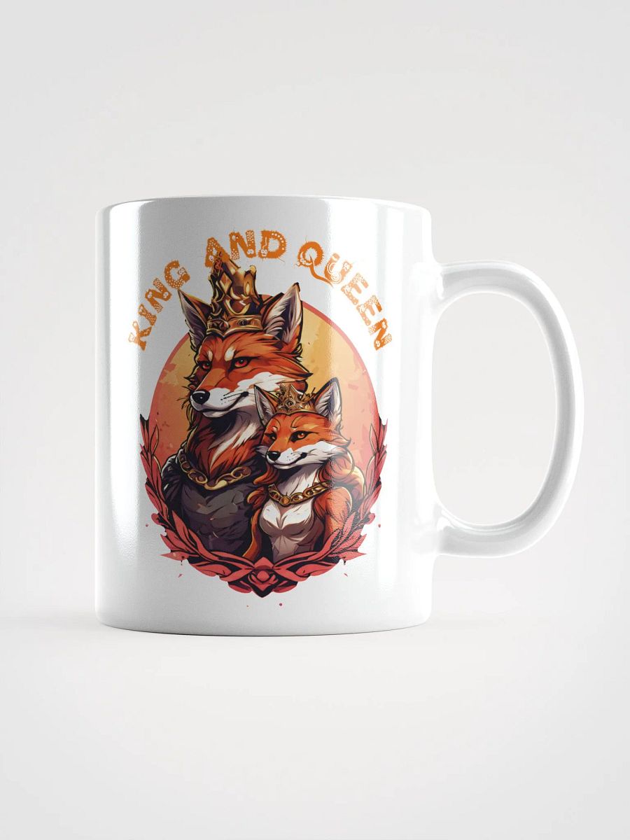 King and Queen White Glossy Mug | Elegant Fox Couple Design| Double-Sided Print | Perfect Gift for Anniversaries and Weddings product image (1)