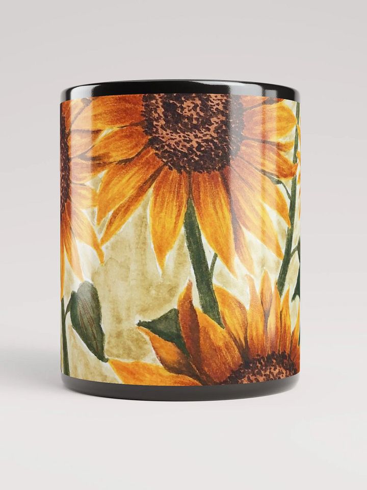 SUNFLOWERS black glossy mug product image (2)
