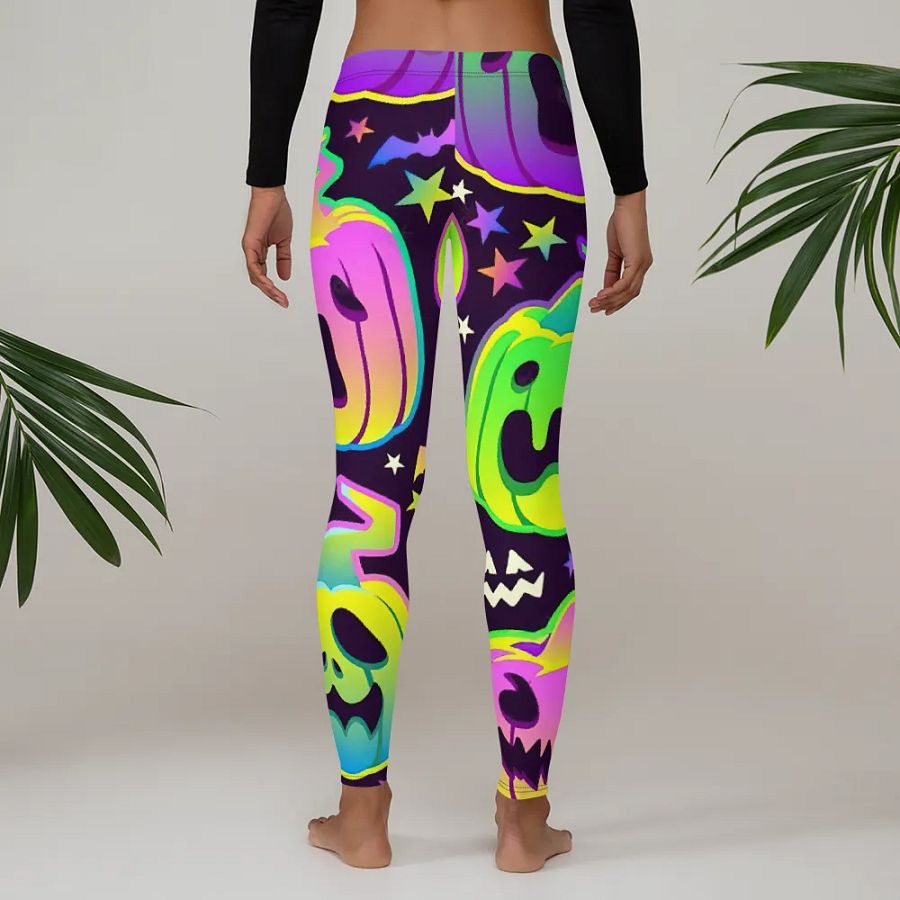 Neon Halloween Jack-O'-Lantern Leggings product image (4)