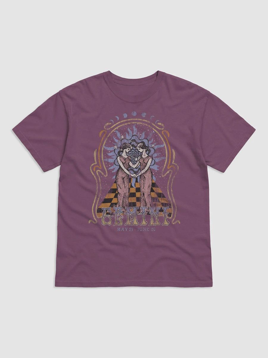Gemini Zodiac Sign Tee | Art Nouveau-Style Grunge Streetwear T-Shirt for May 21 and June 20 Birth Months product image (2)
