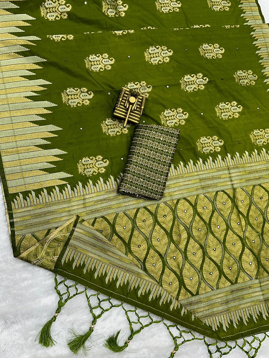 festive beauty with Richness of jacquard and Minakari weaving blouse product image (2)