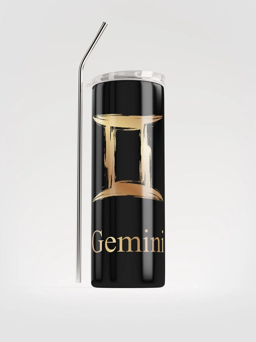 Black Gemini Zodiac Stainless Steel Tumbler - Gold Gemini Sign Elegance product image (1)