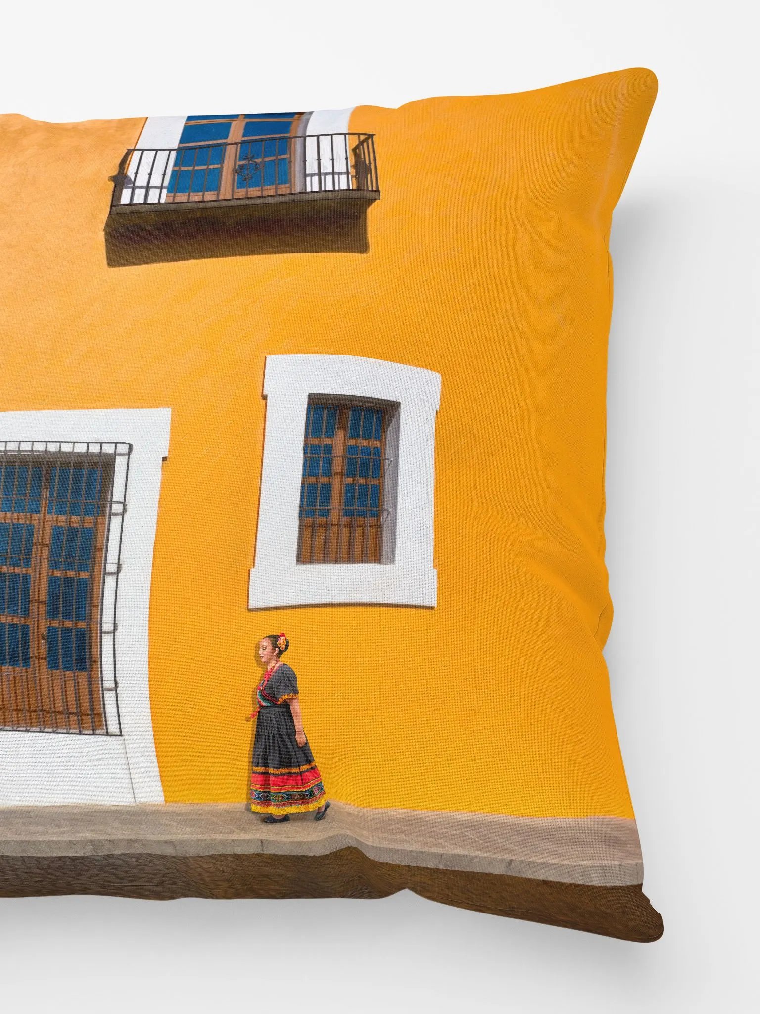 Puebla Mexico Golden Yellow Historic Architecture Throw PIllow product image (3)