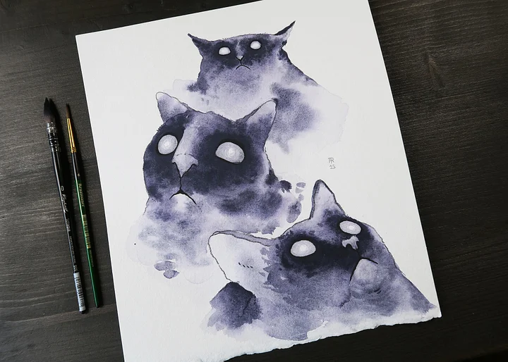original painting : ghostly cats product image (1)