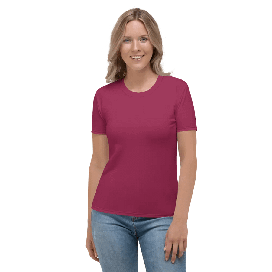 Plain Dark Red True Summer Women's Crewneck Polyester Heavyweight Premium T-Shirt by Treasure Pie product image (3)