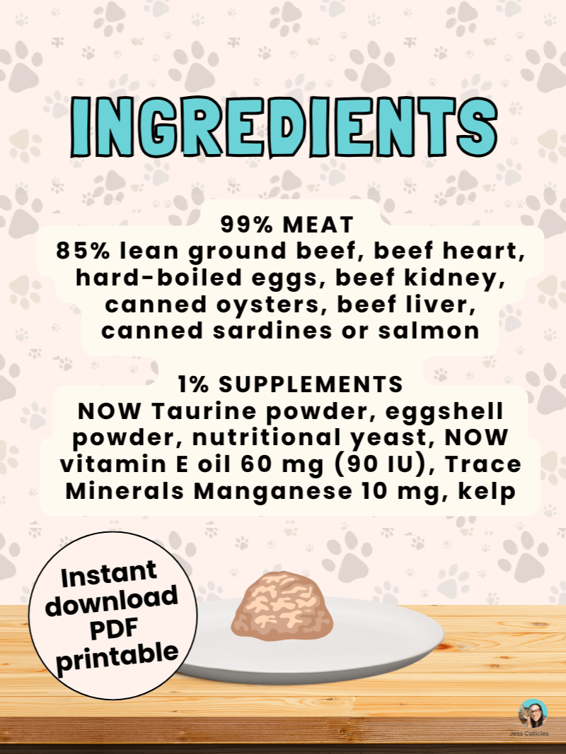 Cooked beef cat food recipe ~ 1 recipe for adult cats product image (3)