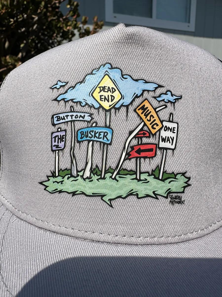 Button the Busker Snapback OG Street Art Gray Black