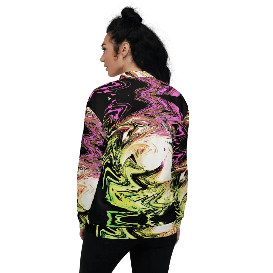 Abstract Neon Daisy Swirl Unisex All Over Print Bomber Jacket product image (11)