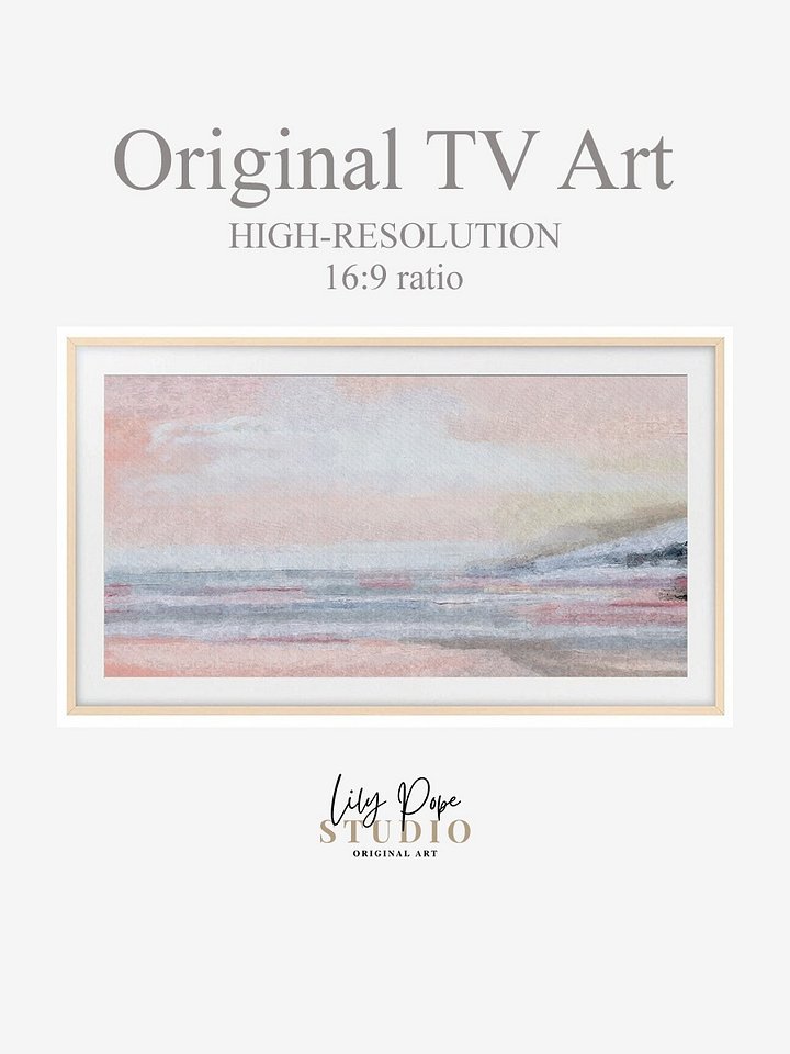 Samsung Frame TV Art Pink Pastel Abstract Landscape Oil Painting Screensaver Digital TV Background product image (2)