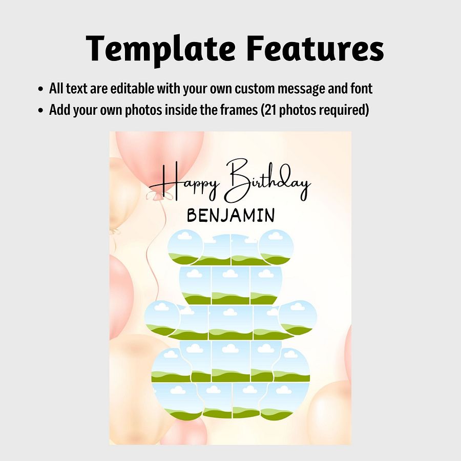 Bear Themed Birthday Photo Collage Canva Template product image (4)