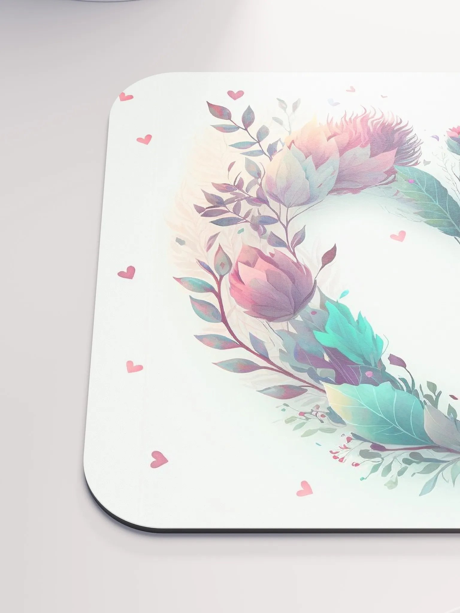 Valentines Flower and Greenery Heart Mousepad product image (6)