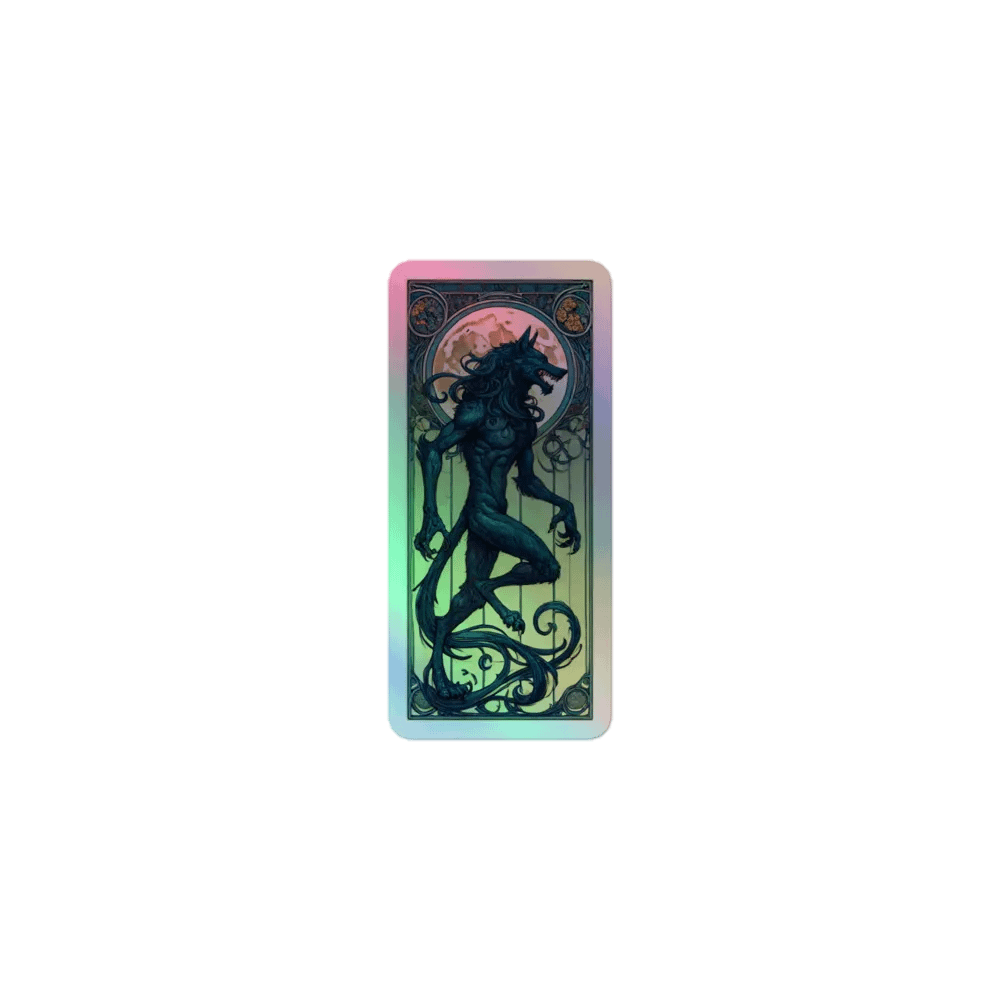 Art Nouveau Werewolf and Full Moon Vinyl Sticker – Gothic Fantasy Decor product image (1)