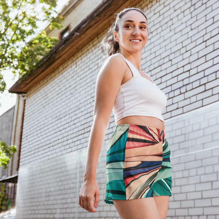 Abstract Geometric Unisex Athletic Shorts in Vibrant Colors (XS-3XL) product image (1)