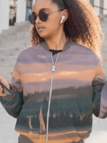 Sunset Lake Sailing, Unisex Bomber Jacket product image (1)
