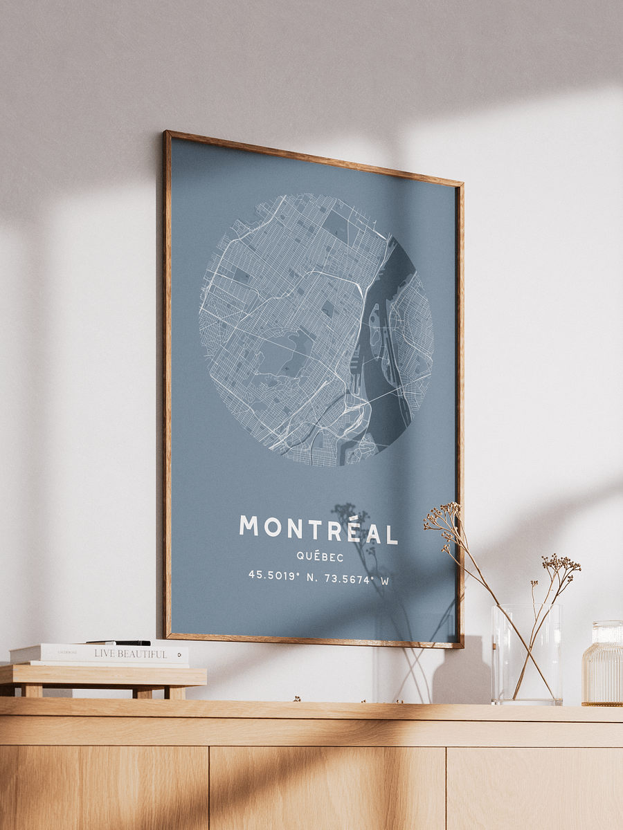 Montreal Street Map Poster – Blue Minimalist Circular City Art product image (2)