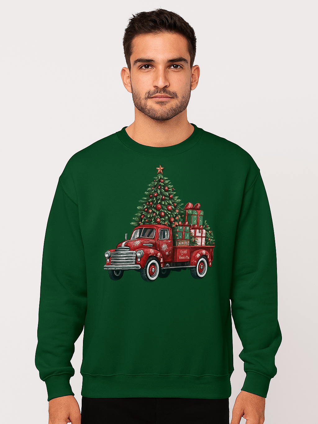 Merry Christmas Vintage Truck Crewneck Sweatshirt product image (1)