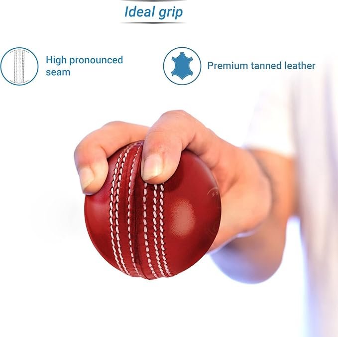 AK SPORTS (Pack Of 2Pcs) Imported Red And White Cricket Leather Ball product image (6)