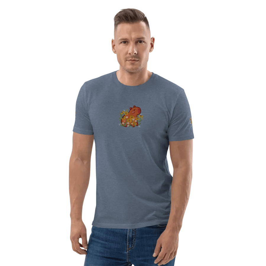 Whimsical Capybara and Daisy Flower Embroidered T-Shirt product image (10)