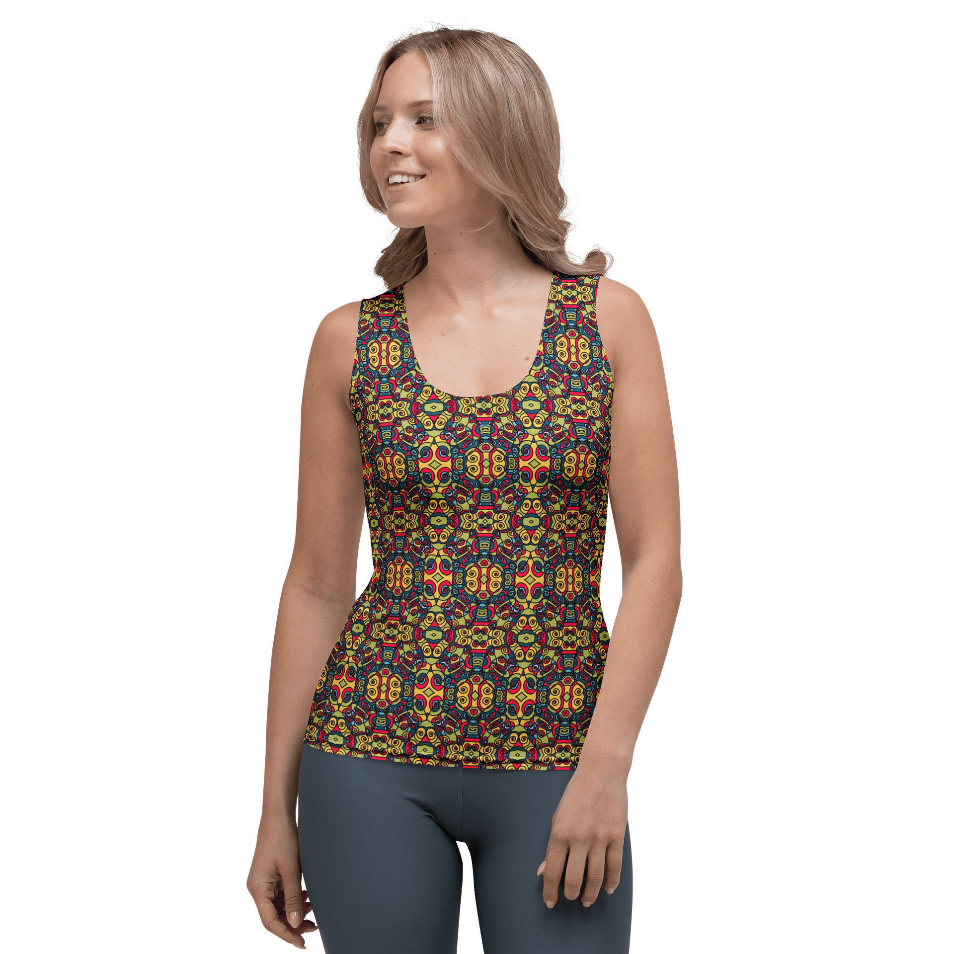 Modern Circus Town – All-Over Print Women’s Tank Top for Yoga and Workout product image (1)