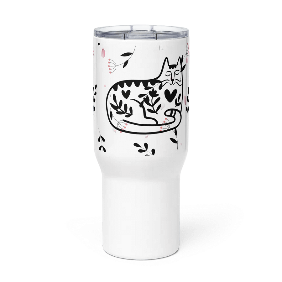 Whimsical Folk Art Cat Love Travel Mug|Housewarming Birthday Gifts Cute Mug product image (1)