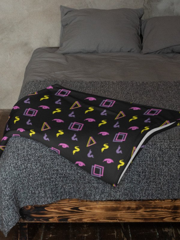 Oh Worm black pattern fleece throw blanket product image (1)