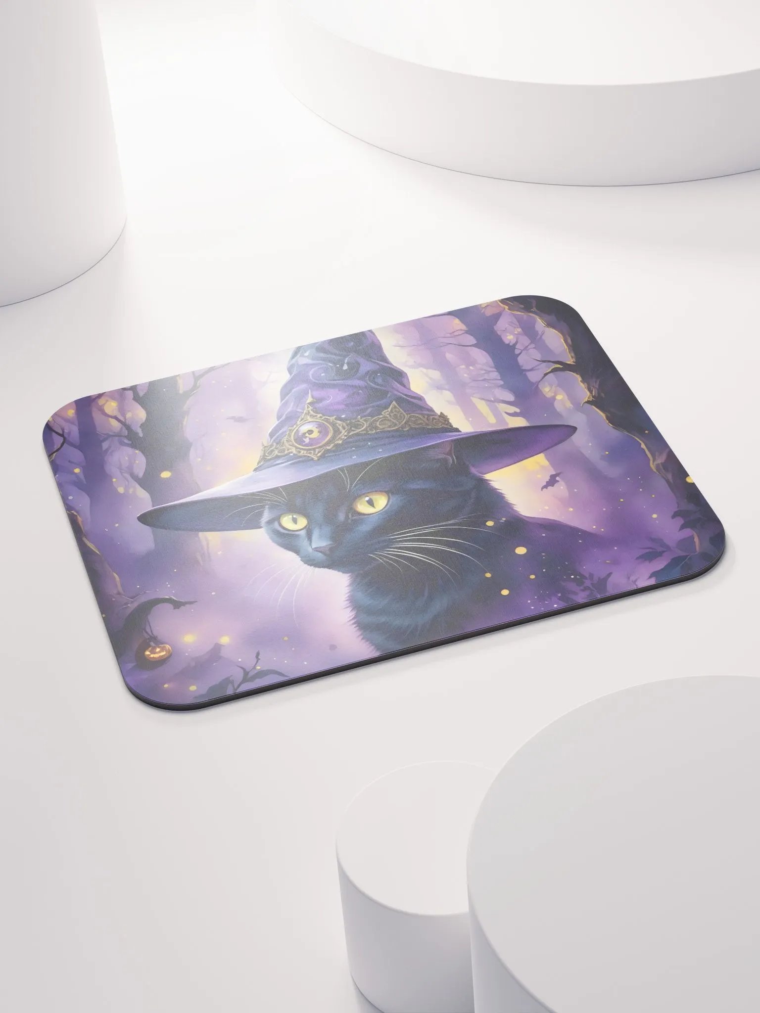 Black Cat In Wizard Hat Mouse Pad product image (5)