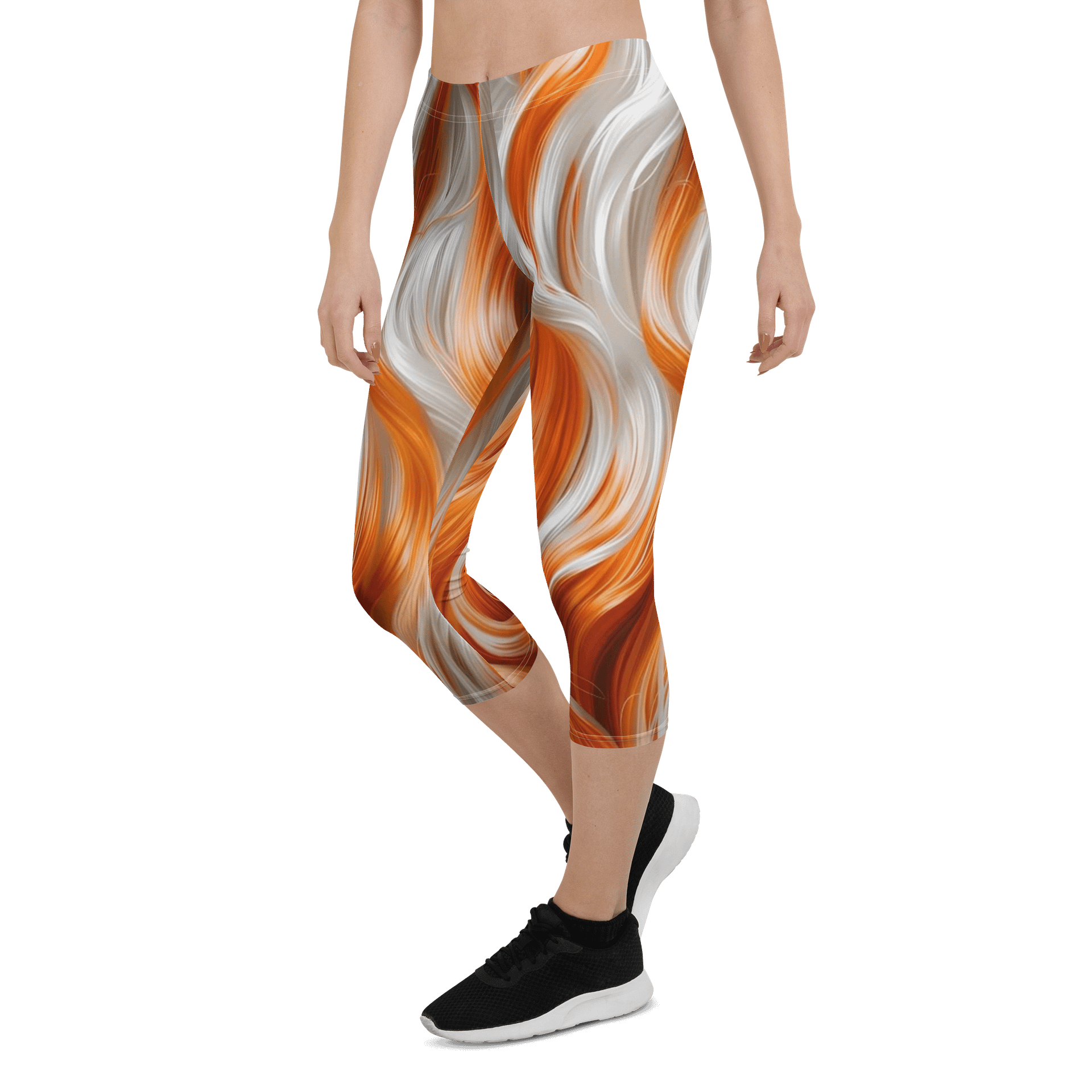 Flowing Abstract Wave Print Capri Leggings product image (5)