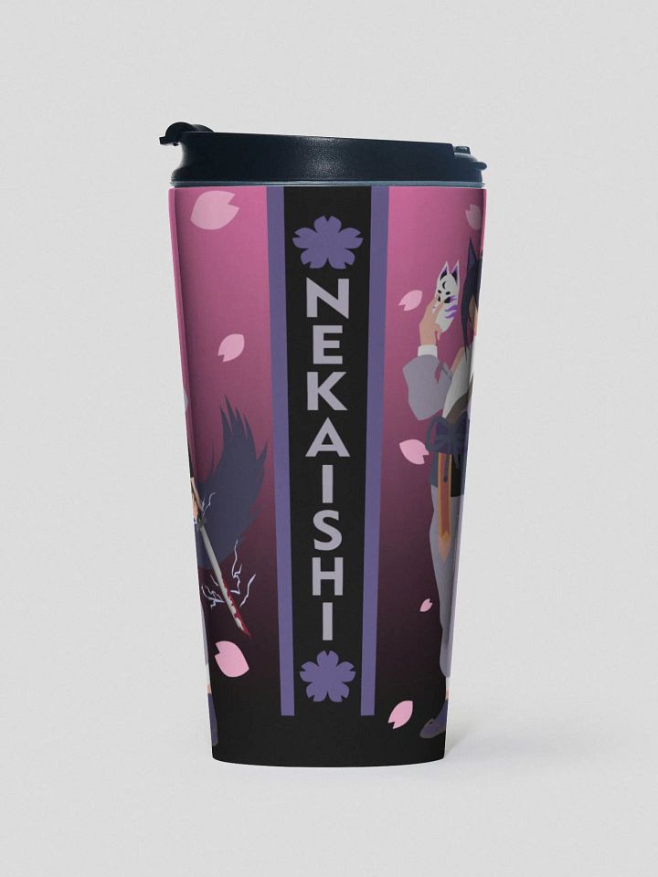 Stainless Steel Travel Mug - LowPro | Dark Mode | Pink Fade product image (1)
