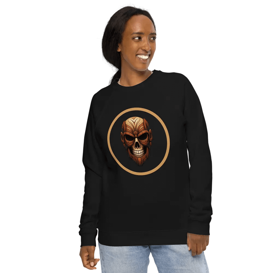 Tribal Skull Symmetry Organic Sweatshirt product image (12)